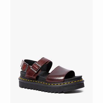 Dr Martens Voss Brando Kožené Strap - Bordove Sandale Damske, DR0397